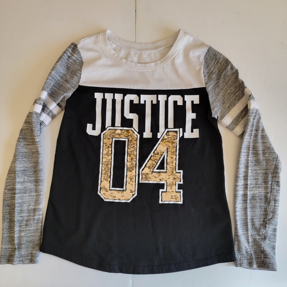 💚5/$20💚Justice Girl's Graphic Long Sleeve with Sequins Size 10